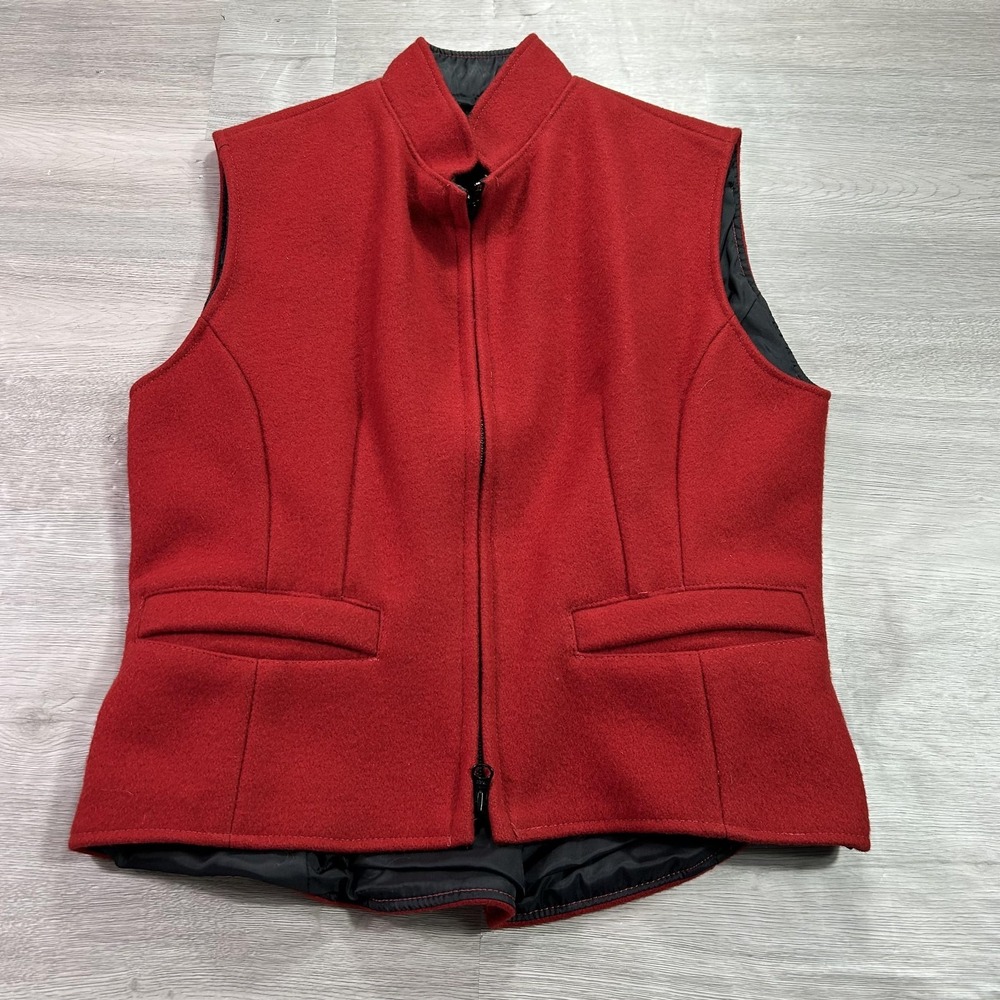 Schaefer Outfitter Vest Womens Small Red Wool Lined Full Zip Western USA Ranch‎